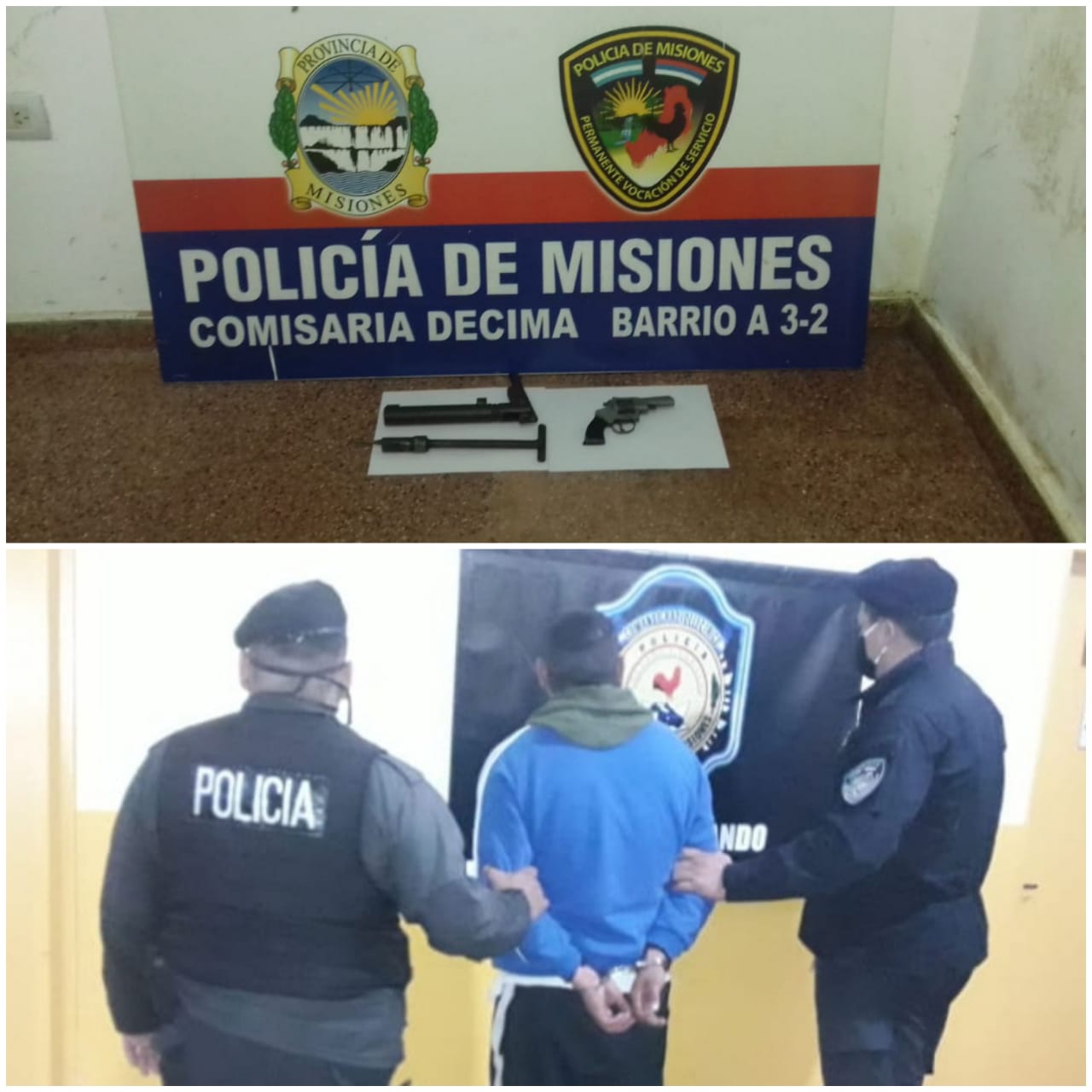 Lo detuvieron por agredir y amenazar a su hermana, en su poder secuestraron un  revólver y una pistola «tumbera»