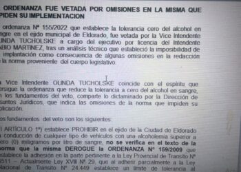 La ordenanza «alcohol cero» fue vetada por varias irregularidades