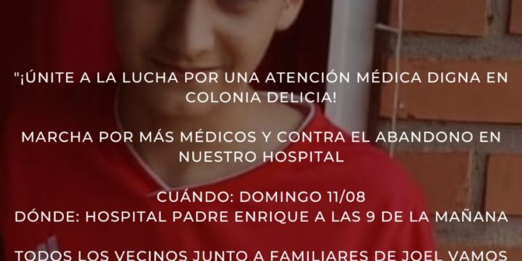 Marcha por Joel: Este domingo, la comunidad de Colonia Delicia se movilizará por un mejor sistema de salud