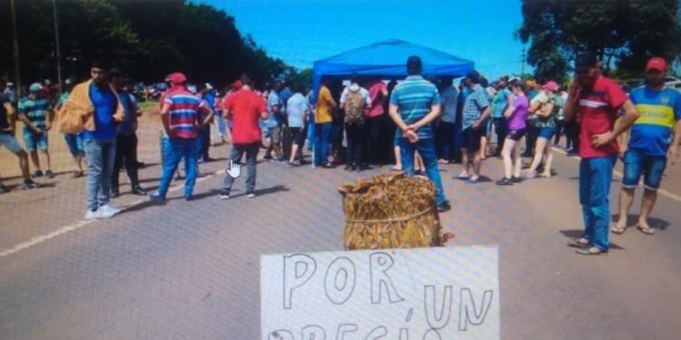 Tabacaleros mantienen protesta en Ruta 14 por falta de respuesta a su reclamo